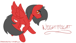 Size: 900x514 | Tagged: safe, artist:larkdraws, imported from derpibooru, oc, oc only, oc:nightflight, pegasus, pony, female, mare, simple background, solo, white background