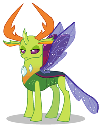 Size: 900x1125 | Tagged: safe, artist:watermelon changeling, derpibooru exclusive, imported from derpibooru, thorax, changedling, changeling, to where and back again, king thorax, male, ms paint, simple background, solo, spread wings, thorax is not amused, unamused, white background