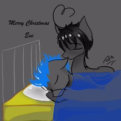 Size: 2550x2537 | Tagged: safe, artist:adetuddymax, imported from derpibooru, oc, oc only, oc:adetuddymax, oc:scorprion carl, earth pony, pony, christmas, kissing, male, merry christmas, oc x oc, shipping, sleeping