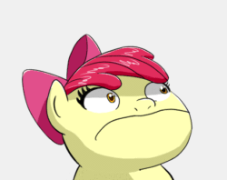 Size: 436x345 | Tagged: safe, artist:jaxonian, artist:zigorsun, imported from derpibooru, apple bloom, pony, animated, bow, dank memes, female, get out frog, gif, simple background, solo, white background
