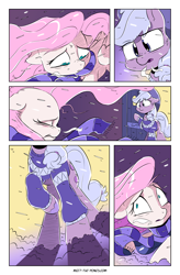 Size: 3500x5333 | Tagged: safe, artist:dilarus, artist:greyscaleart, deleted from derpibooru, imported from derpibooru, applejack, fluttershy, comic:hearth's warming eve, meet-the-pones, absurd resolution, blizzard, clothes, collaboration, comic, scarf, snow, snowfall, sweater, windswept mane, winter