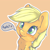 Size: 3200x3200 | Tagged: safe, artist:dbleki, imported from derpibooru, applejack, pony, apple, applebetes, blushing, bust, cheek fluff, chest fluff, cute, female, fluffy, fluffyball, food, hatless, heart, heart eyes, jackabetes, missing accessory, portrait, silly, silly pony, simple background, smiling, solo, sweet dreams fuel, that pony sure does love apples, tongue out, who's a silly pony, wingding eyes