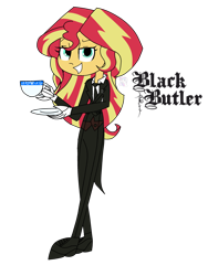 Size: 2400x3200 | Tagged: safe, artist:xxsunsetshimmer23xx, imported from derpibooru, sunset shimmer, equestria girls, black butler, female, parody, simple background, solo, transparent background