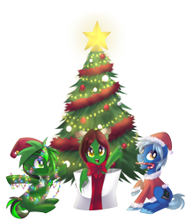 Size: 3000x3420 | Tagged: safe, artist:drawntildawn, imported from derpibooru, oc, oc only, pony, christmas, christmas tree, simple background, transparent background, tree