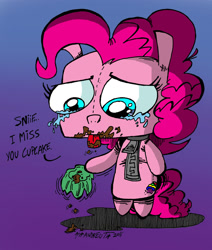 Size: 1545x1821 | Tagged: safe, artist:andreu-t, imported from derpibooru, pinkie pie, pony, cupcake, female, food, gir, invader zim, parody, solo