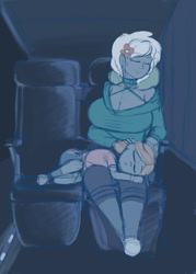 Size: 1000x1400 | Tagged: safe, artist:aa, imported from derpibooru, oc, oc only, oc:dulce deleche, oc:sunny nebels, human, big breasts, breasts, cleavage, female, flower, flower in hair, humanized, humanized oc, sitting, sleeping