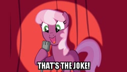 Size: 480x270 | Tagged: safe, imported from derpibooru, cheerilee, pony, cheerilee pun, exploitable meme, female, joke, meme, reaction image, solo