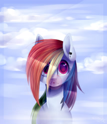 Size: 2346x2730 | Tagged: safe, artist:dreamydoll96, imported from derpibooru, rainbow dash, pony, bubblegum, female, food, gum, piercing, solo