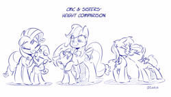 Size: 5000x2849 | Tagged: safe, artist:dilarus, deleted from derpibooru, imported from derpibooru, apple bloom, applejack, rainbow dash, rarity, scootaloo, sweetie belle, absurd resolution, boop, cute, cutie mark crusaders, eyes closed, floppy ears, monochrome, nose wrinkle, noseboop, raised hoof, scootalove, simple background, sisters, size difference, sketch, smiling, smoldash, spread wings, white background