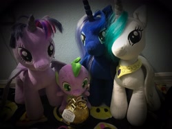 Size: 4032x3024 | Tagged: safe, imported from derpibooru, princess celestia, princess luna, spike, twilight sparkle, twilight sparkle (alicorn), alicorn, pony, absurd resolution, chocolate, food, irl, photo