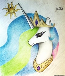 Size: 1955x2296 | Tagged: safe, artist:ponystarpony, imported from derpibooru, princess celestia, pony, bust, female, portrait, solo, traditional art