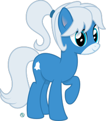 Size: 2096x2405 | Tagged: safe, artist:arifproject, imported from derpibooru, oc, oc only, oc:notification, earth pony, pony, cutie mark, derpibooru ponified, looking at you, ponytail, raised hoof, simple background, solo, transparent background, vector