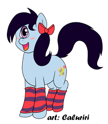 Size: 1305x1500 | Tagged: safe, artist:caluriri, imported from derpibooru, cyclops pony, oc, oc only, oc:iris, earth pony, pony, 2017 community collab, derpibooru community collaboration, clothes, simple background, socks, solo, striped socks, transparent background