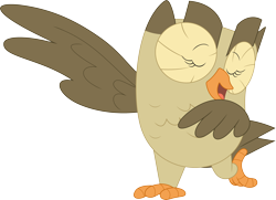 Size: 3592x2607 | Tagged: safe, artist:porygon2z, imported from derpibooru, owlowiscious, bird, owl, dab, eyes closed, male, open mouth, simple background, solo, transparent background