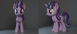 Size: 1800x800 | Tagged: safe, artist:temporal333, imported from derpibooru, starlight glimmer, pony, 3d, blender, female, looking at you, model, smiling, solo, vray