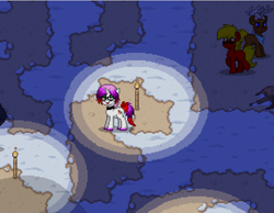 Size: 1152x896 | Tagged: safe, imported from derpibooru, screencap, oc, oc only, oc:crimson prose, pony, unicorn, pony town, collar, female, game, screenshots, snow, solo, solo focus, torch