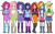 Size: 789x493 | Tagged: safe, artist:kamdenlacrosse, imported from derpibooru, applejack, fluttershy, pinkie pie, rainbow dash, rarity, sci-twi, sunset shimmer, twilight sparkle, human, equestria girls, belt, big hair, boots, bracelet, breasts, clothes, cowboy boots, denim skirt, female, high heel boots, humane five, humane seven, humane six, humanized, jacket, jewelry, kisekae, legs, mane six, simple background, skirt, sleeveless, socks, tanktop, transparent background