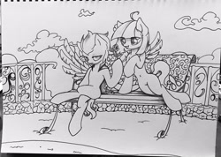 Size: 3897x2776 | Tagged: safe, artist:adetuddymax, imported from derpibooru, oc, oc only, pegasus, pony, female, flower, rose, traditional art