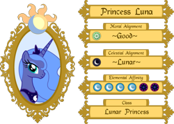 Size: 1036x740 | Tagged: safe, artist:andrevus, imported from derpibooru, princess luna, character profile, female, palette swap, recolor, s1 luna, simple background, solo, transparent background