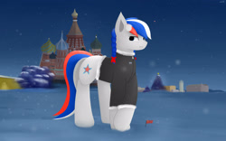 Size: 2560x1600 | Tagged: safe, artist:lukesaurusflavius, artist:ssnerdy, imported from derpibooru, oc, oc only, oc:marussia, pony, kremlin, male, moscow, nation ponies, ponified, russia, snow, solo, soviet union, st. basil's cathedral, stallion