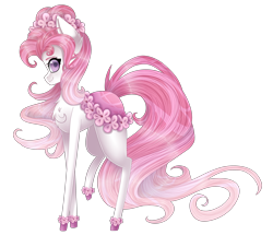 Size: 2306x1985 | Tagged: safe, artist:bonniebatman, imported from derpibooru, oc, oc only, original species, pond pony, chest fluff, female, flower, flower in hair, mare, simple background, solo, transparent background