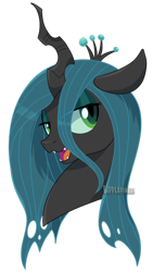 Size: 600x1064 | Tagged: safe, artist:bipperpiness, imported from derpibooru, queen chrysalis, changeling, changeling queen, bust, crown, female, jewelry, portrait, regalia, simple background, solo, transparent background