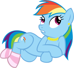 Size: 11660x10709 | Tagged: safe, artist:cyanlightning, imported from derpibooru, rainbow dash, pony, sleepless in ponyville, .svg available, absurd resolution, clothes, ear piercing, earring, female, jewelry, looking up, necklace, piercing, simple background, socks, solo, striped socks, transparent background, vector