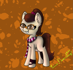 Size: 605x580 | Tagged: safe, artist:limedreaming, imported from derpibooru, oc, oc only, oc:cloud drawings, earth pony, pony, clothes, female, glasses, mare, scarf, solo