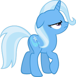 Size: 5933x6000 | Tagged: safe, artist:slb94, imported from derpibooru, trixie, pony, unicorn, to where and back again, absurd resolution, annoyed, female, glare, grumpy, mare, missing accessory, nose wrinkle, simple background, solo, transparent background, vector