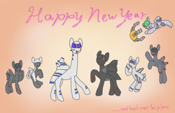 Size: 1326x858 | Tagged: safe, artist:fameng, imported from derpibooru, oc, oc only, oc:air liner, oc:blitz, oc:cloudwalker, oc:skybreaker, oc:val, oc:valkyrie, oc:valkyrie (keeponhatin), original species, plane pony, pony, predator drone, a-10 thunderbolt ii, boeing 737, happy new year, happy new year 2017, lockheed corporation, mig-25, plane, r-9a arrowhead, rockwell international, sr-71 blackbird, xb-70 valkyrie