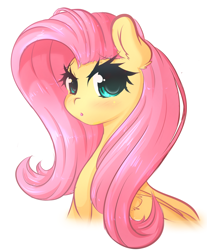 Size: 1280x1549 | Tagged: safe, artist:fluffymaiden, imported from derpibooru, fluttershy, pony, blushing, bust, cute, eyelashes, female, looking at you, open mouth, portrait, shyabetes, simple background, solo, white background