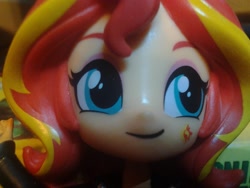 Size: 2048x1536 | Tagged: safe, artist:vinylloverfrom4311, imported from derpibooru, sunset shimmer, equestria girls, bust, close-up, doll, equestria girls minis, eqventures of the minis, irl, micro lens, photo, portrait, solo, toy