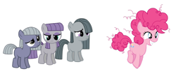 Size: 1024x448 | Tagged: safe, artist:alexa0118, imported from derpibooru, limestone pie, marble pie, maud pie, pinkie pie, blank flank, confused, female, filly, filly pinkie pie, pie sisters, pronking, simple background, transparent background, vector, younger