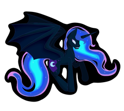 Size: 1928x1719 | Tagged: safe, artist:twigpony, imported from derpibooru, nightmare moon, pony, bat wings, female, glowing eyes, missing accessory, simple background, solo, transparent background