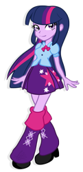 Size: 448x928 | Tagged: safe, artist:embercl, imported from derpibooru, twilight sparkle, equestria girls, boots, clothes, female, high heel boots, looking at you, simple background, skirt, solo, transparent background