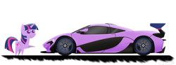 Size: 2652x988 | Tagged: safe, artist:oinktweetstudios, imported from derpibooru, twilight sparkle, alicorn, pony, car, female, hypercar, mclaren, mclaren p1, pointy ponies, simple background, solo, supercar, twilight sparkle (alicorn), white background