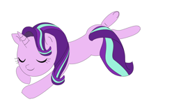 Size: 988x587 | Tagged: safe, imported from derpibooru, starlight glimmer, pony, female, prone, simple background, sleeping, solo, white background