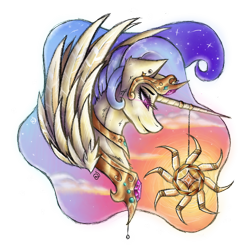 Size: 1600x1600 | Tagged: safe, artist:cross-the-swirl, imported from derpibooru, princess celestia, pony, female, horn jewelry, jewelry, solo