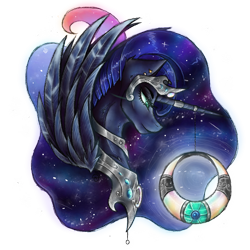 Size: 1600x1600 | Tagged: safe, artist:cross-the-swirl, imported from derpibooru, princess luna, pony, female, galaxy mane, horn jewelry, jewelry, simple background, solo, transparent background