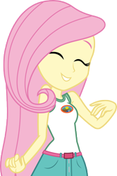 Size: 7000x10518 | Tagged: safe, artist:luckreza8, imported from derpibooru, fluttershy, equestria girls, legend of everfree, absurd resolution, clothes, cute, eyes closed, female, shorts, shyabetes, simple background, smiling, solo, transparent background, vector