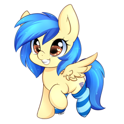 Size: 894x894 | Tagged: safe, artist:mrsremi, imported from derpibooru, oc, oc only, oc:silvia, pegasus, pony, chibi, clothes, heart eyes, simple background, smiling, socks, solo, striped socks, transparent background, wingding eyes