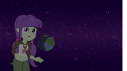 Size: 2000x1125 | Tagged: safe, artist:trohobo, imported from derpibooru, starlight, starshine, equestria girls, background human, camp everfree outfits, clothes, confused, female, frown, giantess, jewelry, looking at you, macro, necklace, open mouth, planet, solo, space, stars, wallpaper, wat, wide eyes