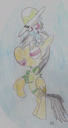 Size: 969x1825 | Tagged: safe, artist:ptitemouette, imported from derpibooru, daring do, rainbow dash, pony, baby, baby pony, momma daring, mother and daughter, traditional art