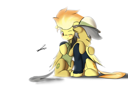 Size: 3872x2592 | Tagged: safe, artist:xaski21, imported from derpibooru, daring do, spitfire, blushing, clothes, daringfire, female, hug, lesbian, shipping, shirt, simple background