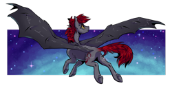 Size: 1280x641 | Tagged: safe, artist:gonedreamer, imported from derpibooru, oc, oc only, oc:fickle dissonance, bat pony, pony, female, mare, solo, spread wings