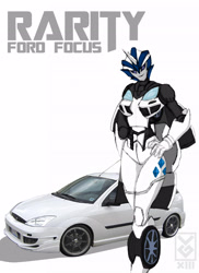 Size: 2550x3509 | Tagged: safe, artist:inspectornills, imported from derpibooru, rarity, car, crossover, female, ford, ford focus, solo, transformerfied, transformers, transformers prime