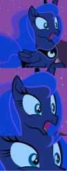 Size: 756x1933 | Tagged: safe, edit, edited screencap, imported from derpibooru, screencap, princess luna, alicorn, pony, luna eclipsed, cropped, female, mare, open mouth, reaction image, screencap comic, solo, tenso