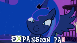 Size: 960x540 | Tagged: safe, edit, edited screencap, editor:watermelon changeling, imported from derpibooru, screencap, princess luna, alicorn, pony, luna eclipsed, expand dong, exploitable meme, female, meme, solo, spread wings