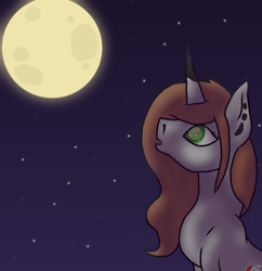 Size: 1024x1058 | Tagged: safe, artist:anxiouslilnerd, imported from derpibooru, oc, oc only, oc:nicole skylar, pony, unicorn, art trade, digital art, green eyes, moon, night, solo, stars