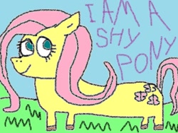 Size: 640x480 | Tagged: safe, imported from derpibooru, fluttershy, pony, captain obvious, cute, female, grass, ms paint, shyabetes, solo